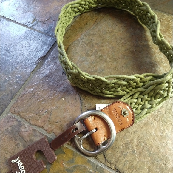 nwt FOSSIL woven green fabric belt S - Picture 5 of 6